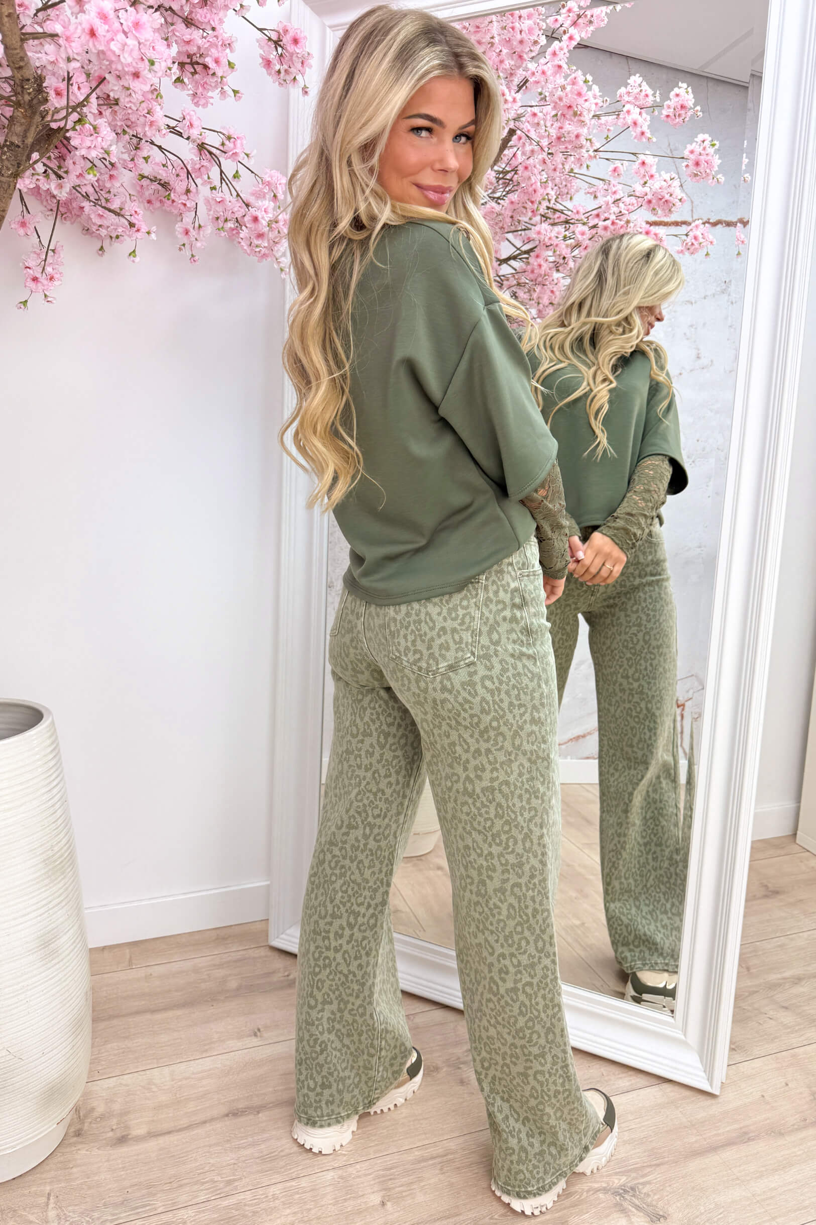 Lace crush topje - Army