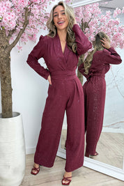 In charge glitter jumpsuit - Bordeaux