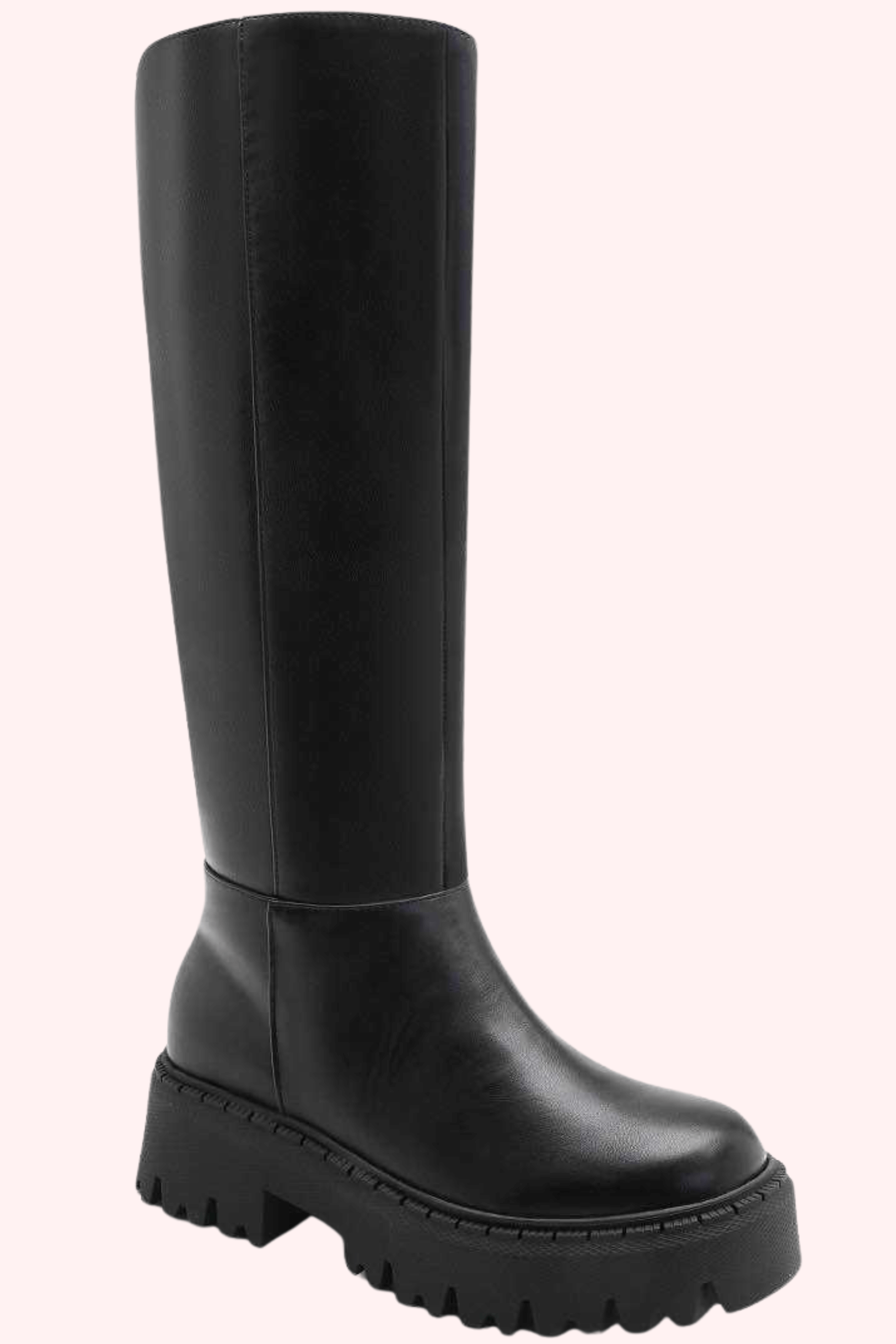 Popular leather look boots - Zwart