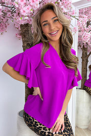 Rio ruffle topje - Berry purple