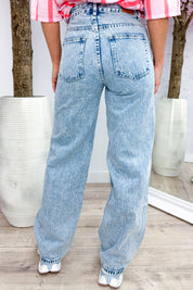 Fuzzy wide leg jeans - Jeans blue