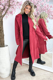Long suede trenchcoat - Bordeaux