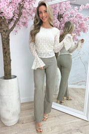 Perfectly flairy lace topje - Beige