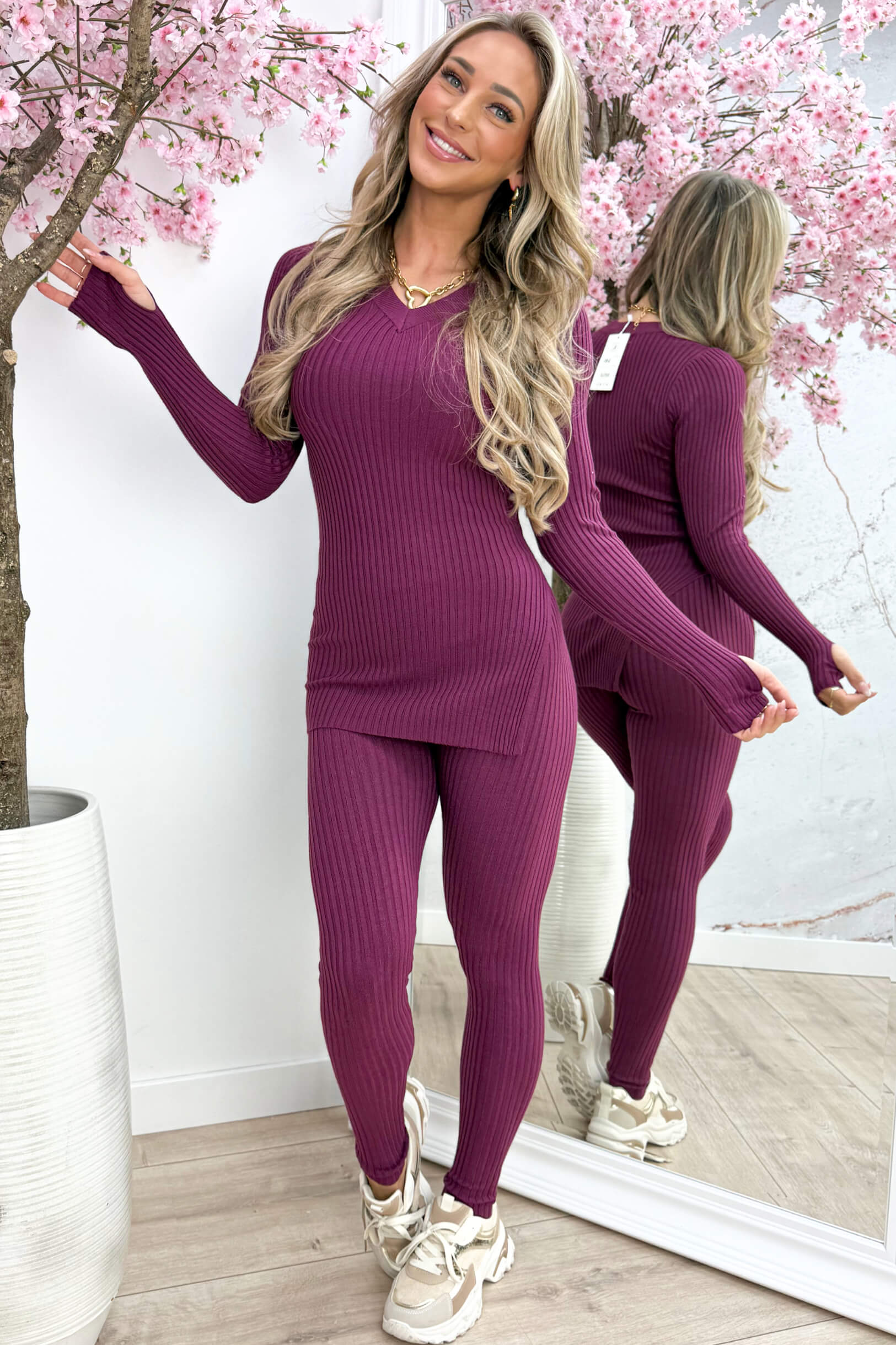 Ribbed comfy co-ord - Bordeaux