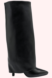 Leather look overlap heels - Zwart