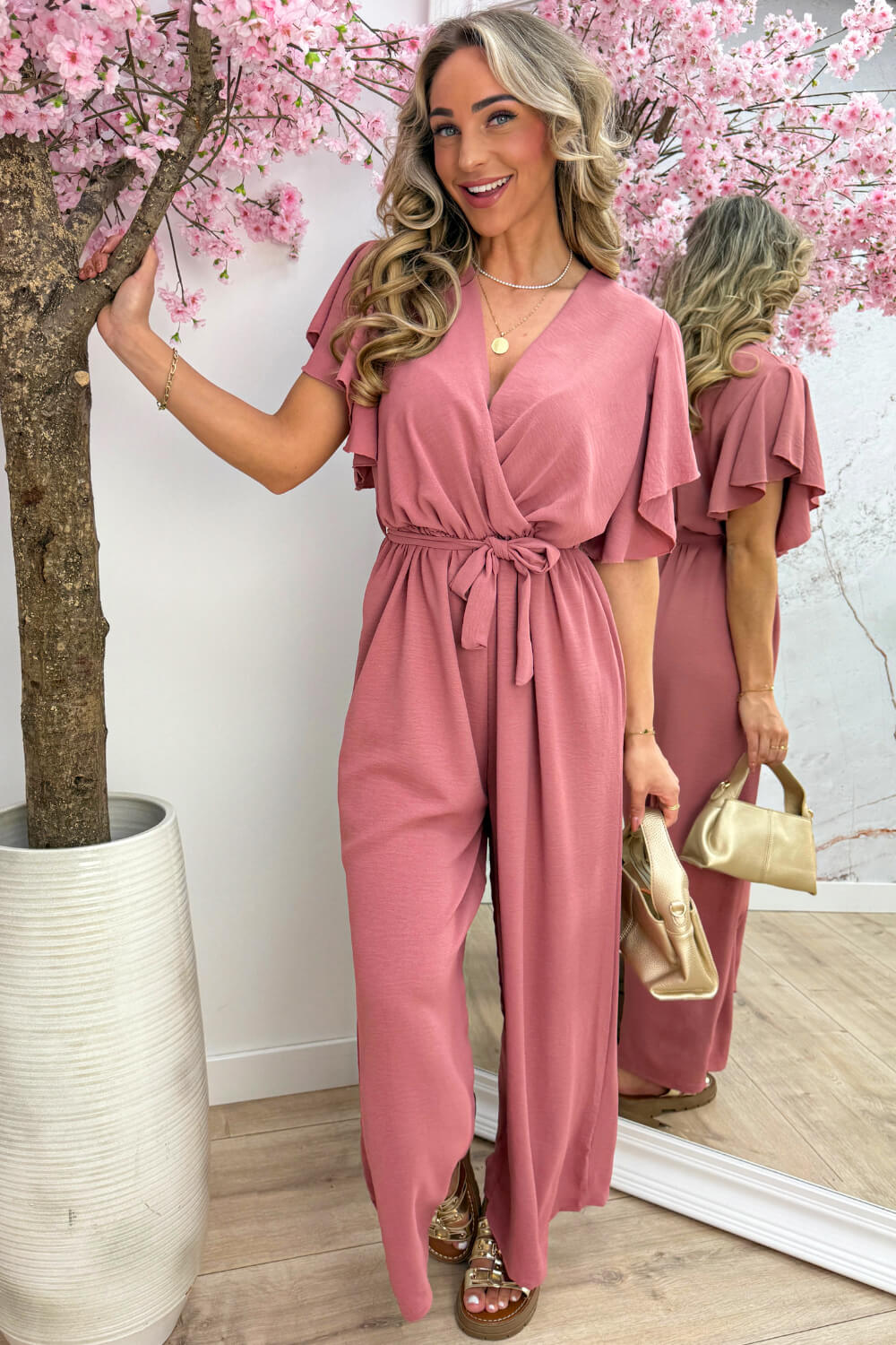 Rio ruffle jumpsuit - Dk. roze