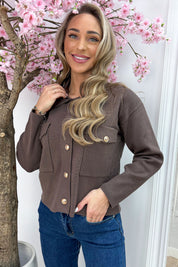 Timeless gold button topje - Bruin