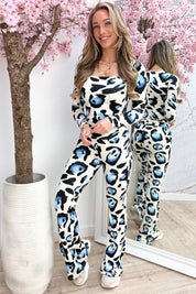 Big leopard squared travel topje - Blauw