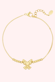 Cute bow beads armband - Goud