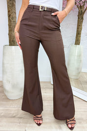 Classy flared pantalon (Incl. riem) - Bruin