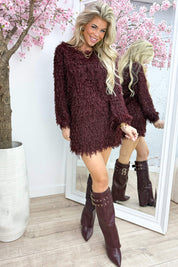 Sparkling feather dress - Bordeaux