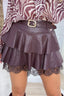 Little secret leather look skort - Bordeaux