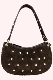 Suede studded bag (Echt leer) - Dk. Bruin