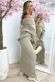 Knitted ribbed comfy set - Beige