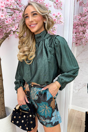 Shimmer and shine bow topje - Dk. groen