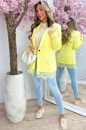 All about lace blazer - Geel