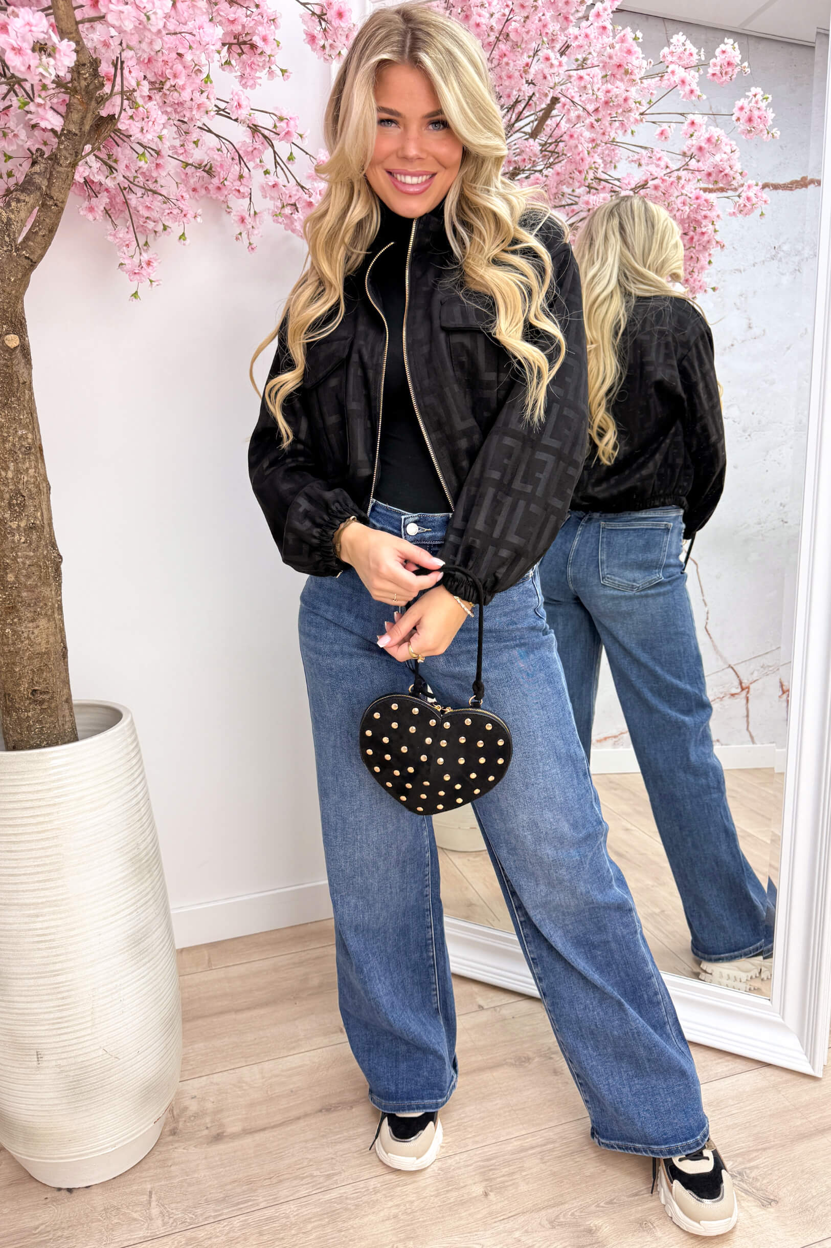 Inspired suede look bomber - Zwart