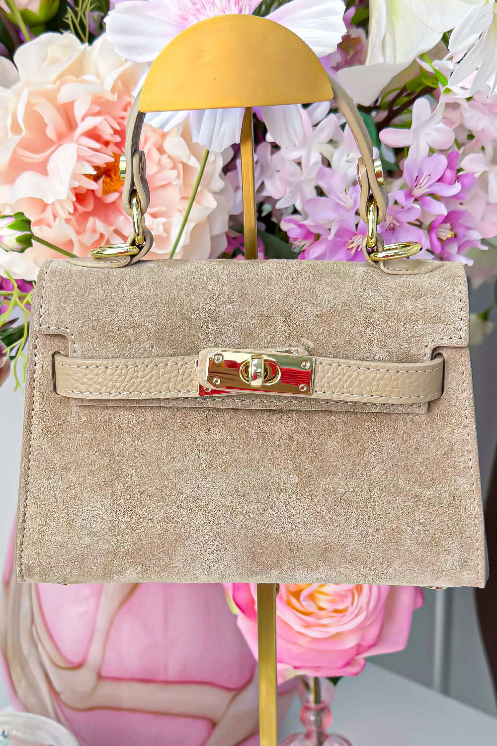 Suede inspired bag (Echt leer!) - Taupe