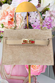 Suede inspired bag (Echt leer!) - Taupe