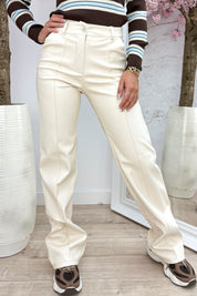 Pantalon de look en cuir préféré - beige