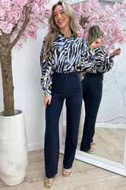 Lurex zebra blouse - Navy