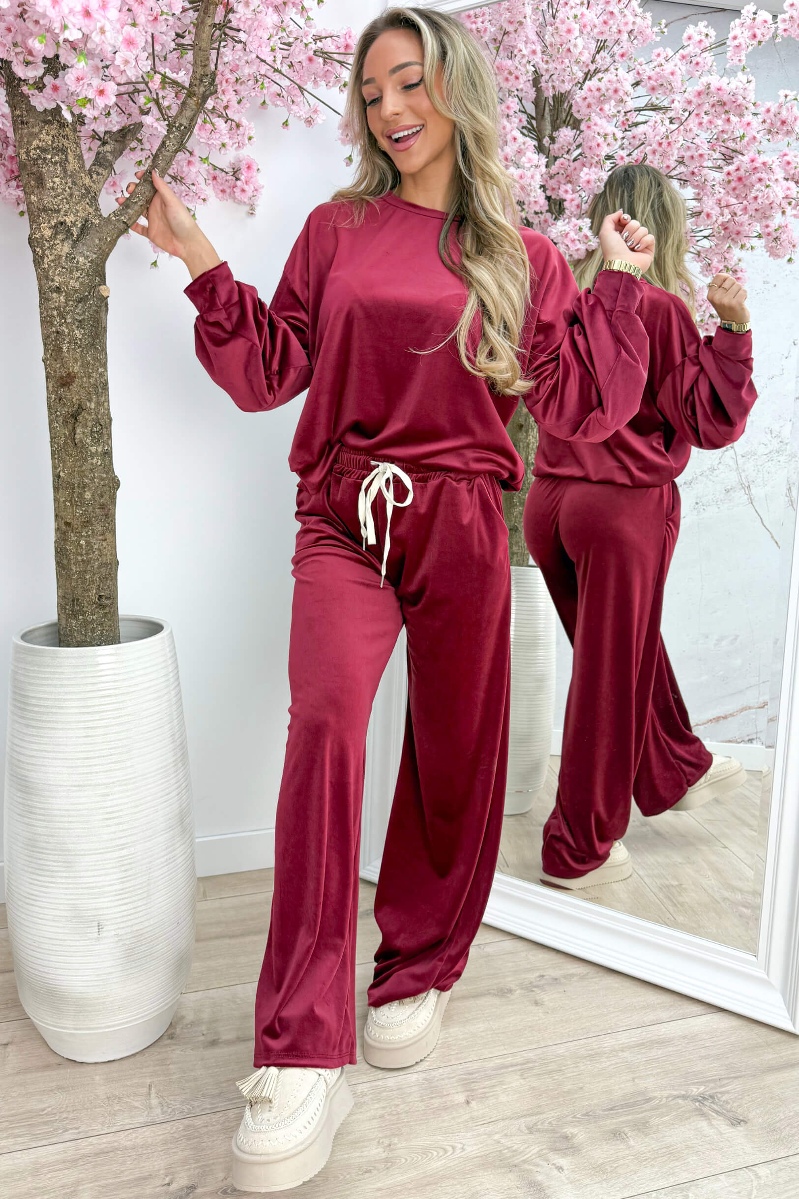 Velvet comfy co-ord - Bordeaux