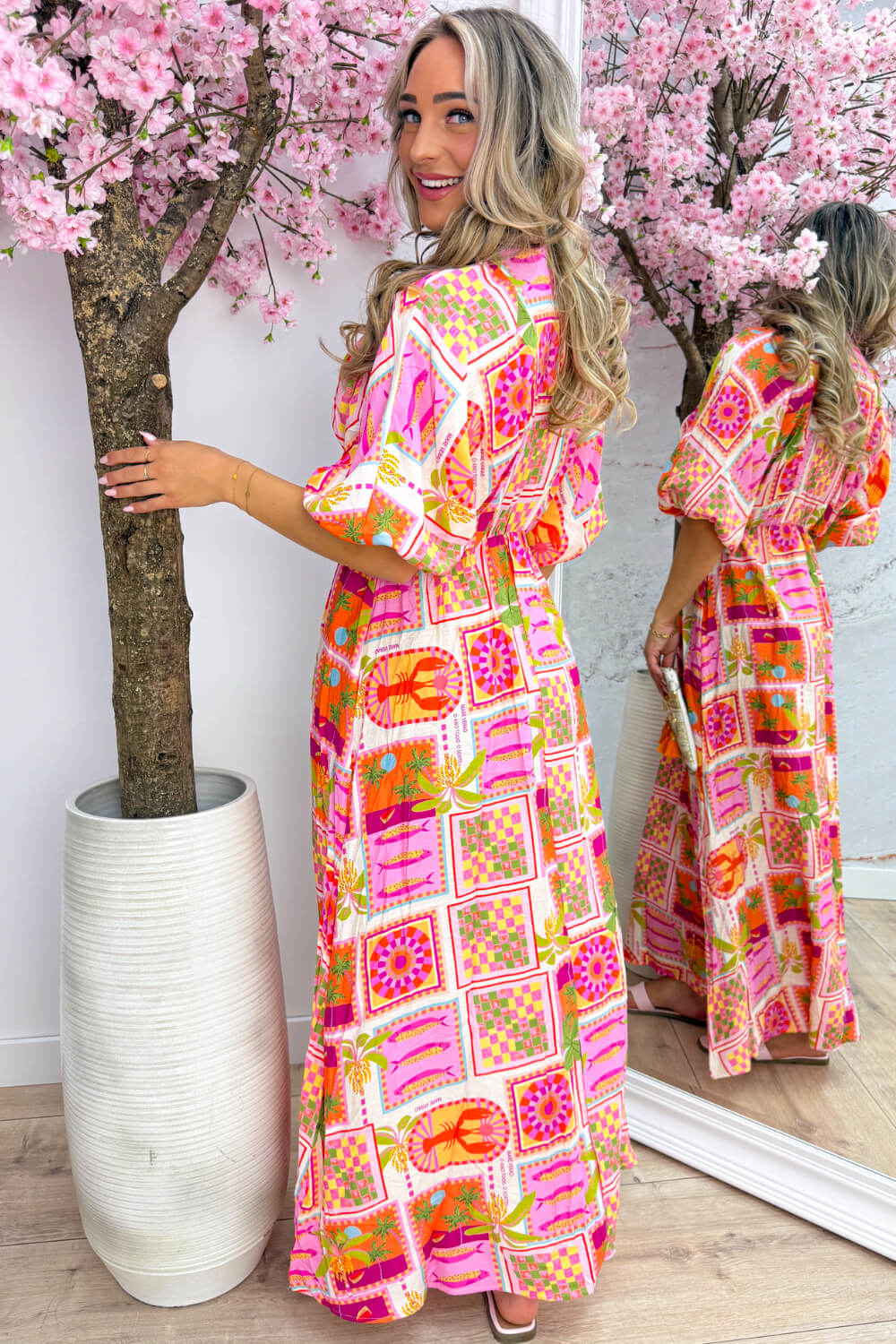 Vacation mood maxi split dress - Fuchsia