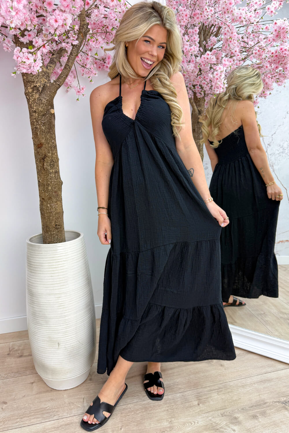 Murcia cotton dress - Zwart