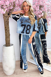 LA denim look comfy co-ord - Zwart
