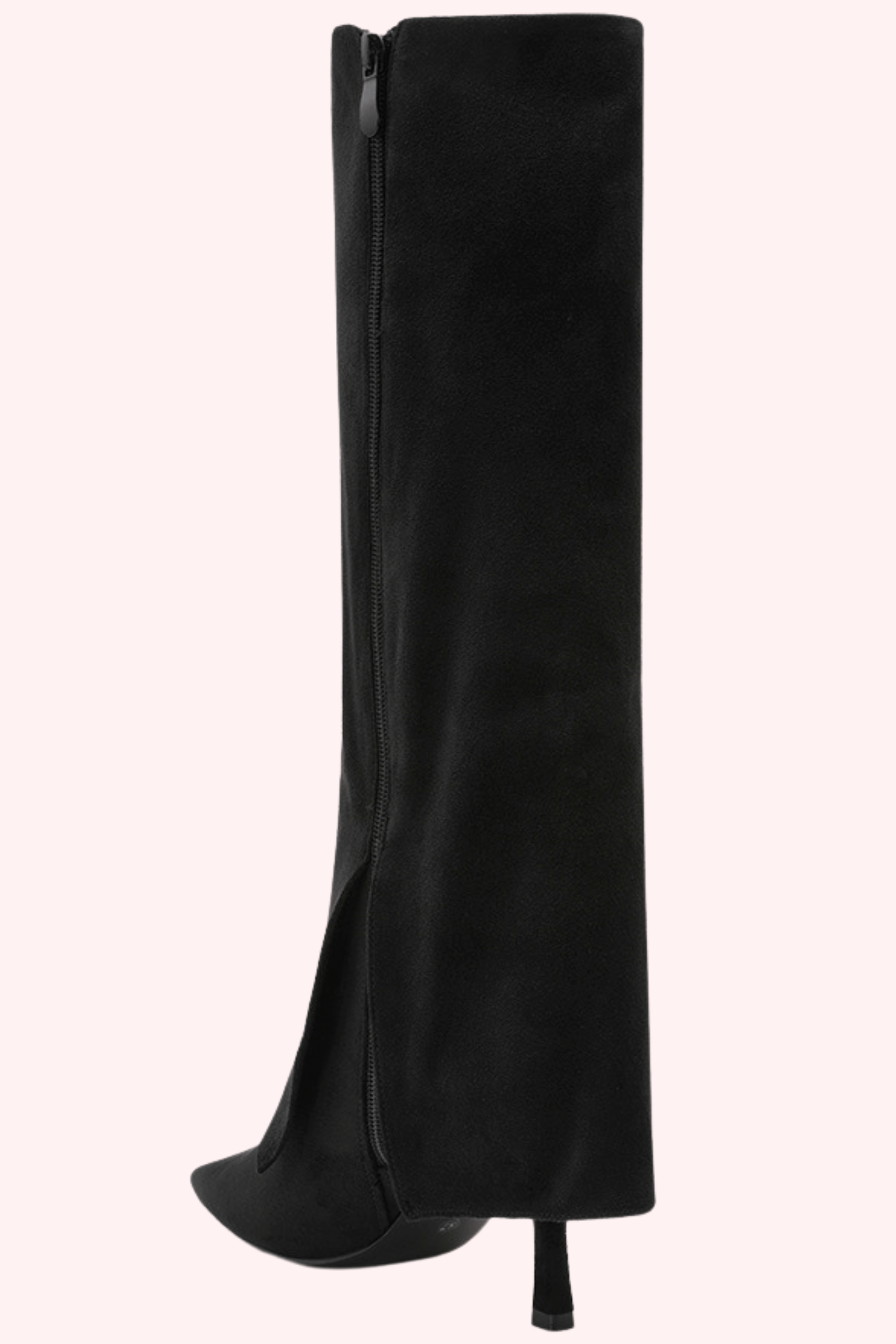 Suede look overlap heels - Zwart