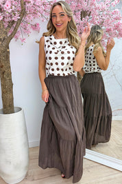 Polkadot waterfall topje - Beige