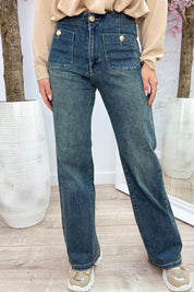 Wide leg full length jeans T6407-1 - Jeans blue