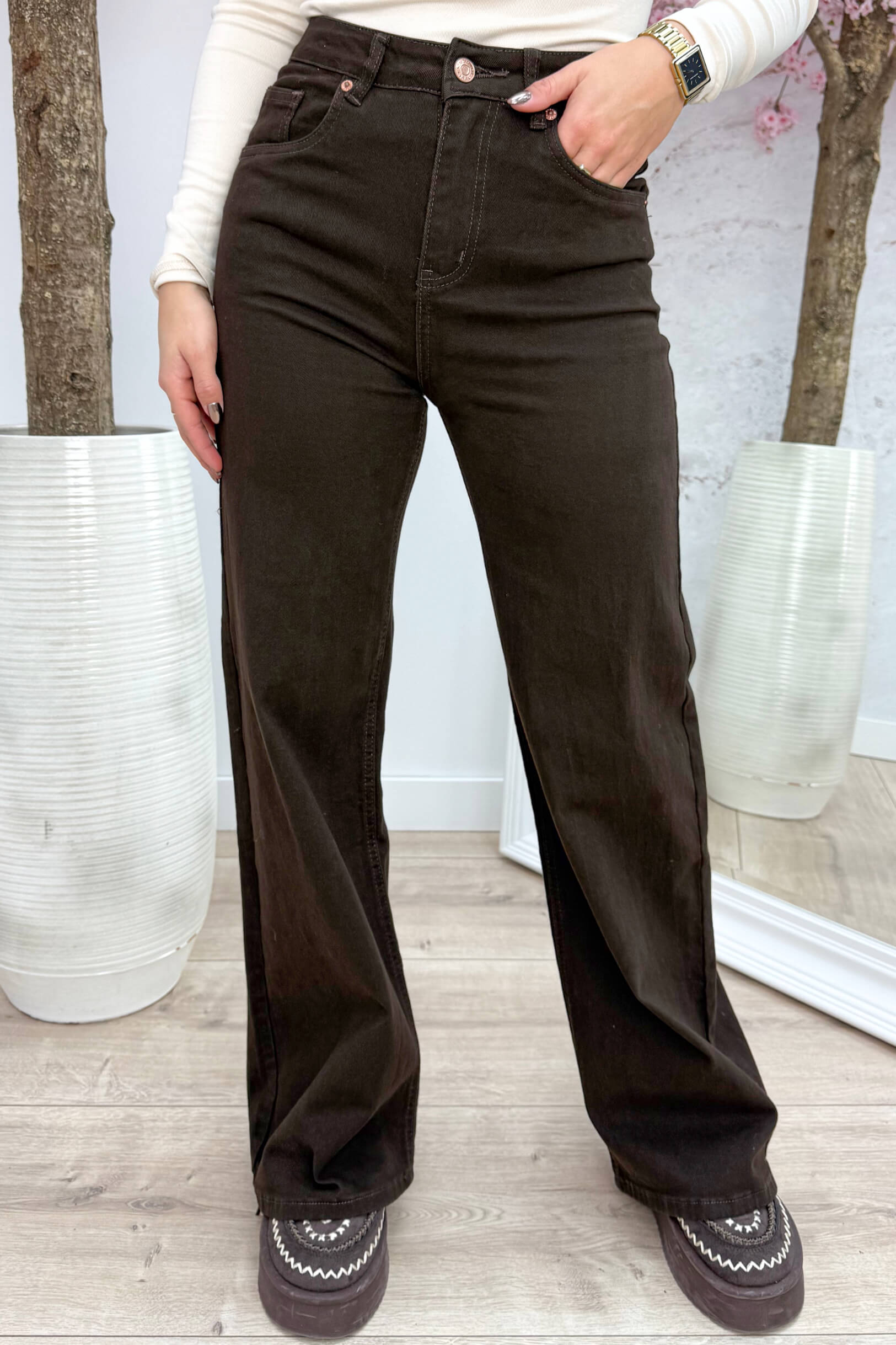 Choco straight leg jeans KT41-16 - Bruin