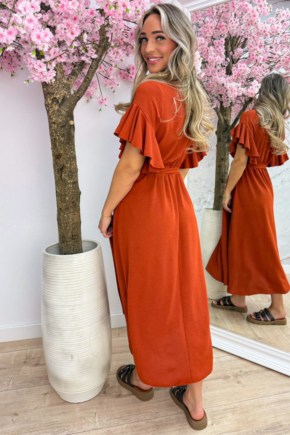 Rio ruffle maxi dress - Roest