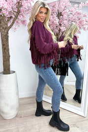 Studded fringe trui - Bordeaux
