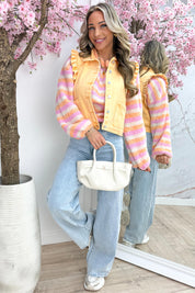 Ruffle denim gilet - Oranje