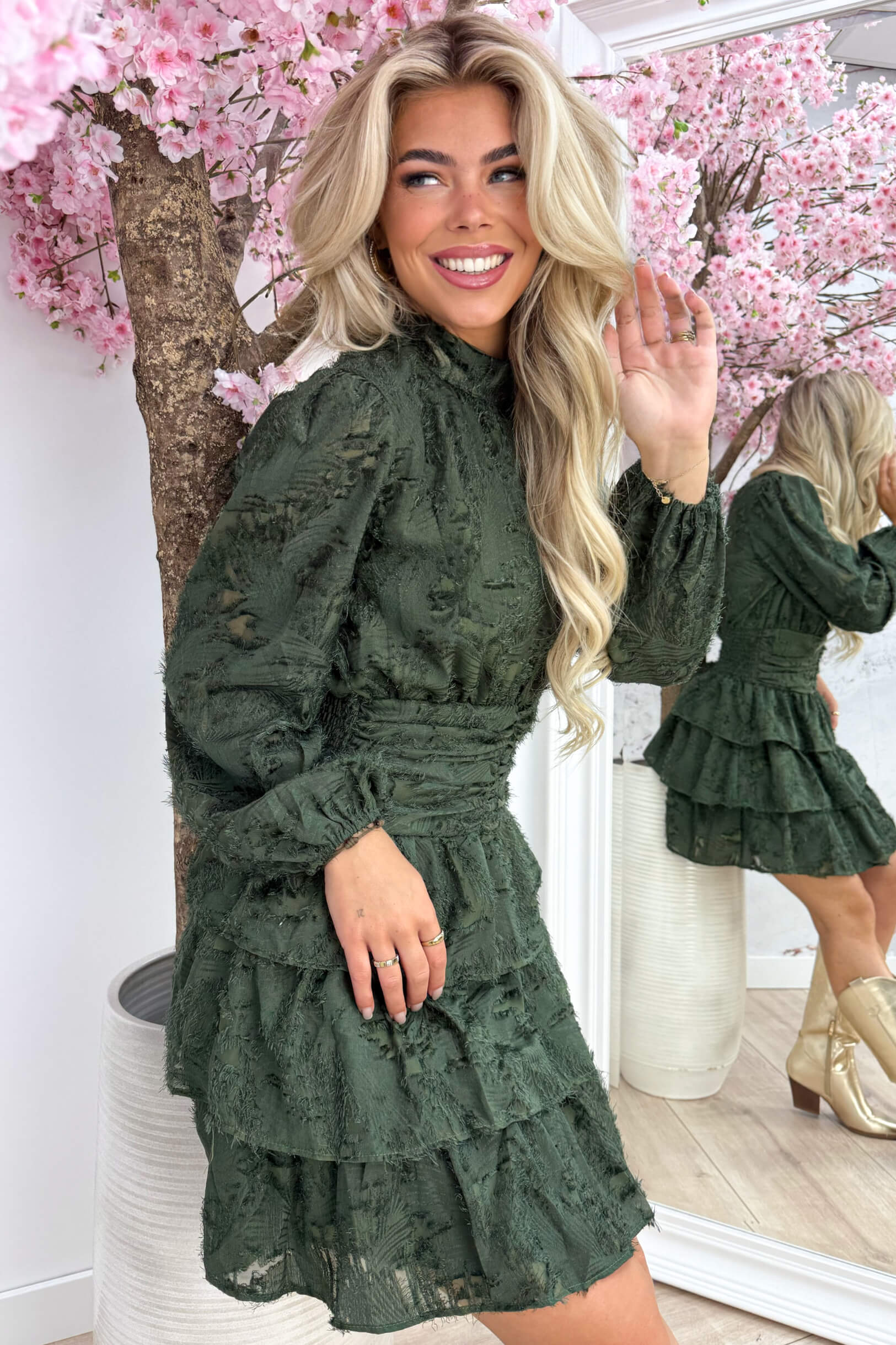 Furry times layer dress - Army