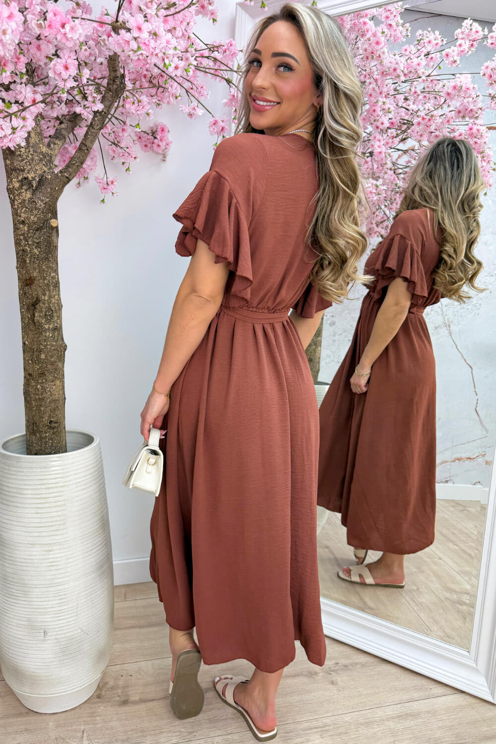 Rio ruffle maxi dress - Terracotta