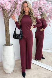 Glitter draped comfy co-ord - Bordeaux