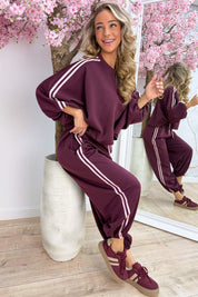 Chilling in stripes comfy co-ord - Bordeaux