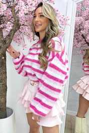 Candy stripe trui - Fuchsia