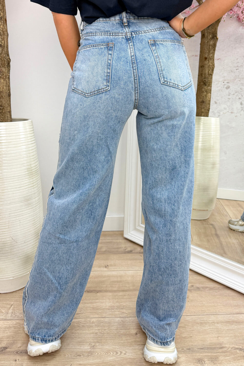 Striped wide leg jeans - Jeans blue
