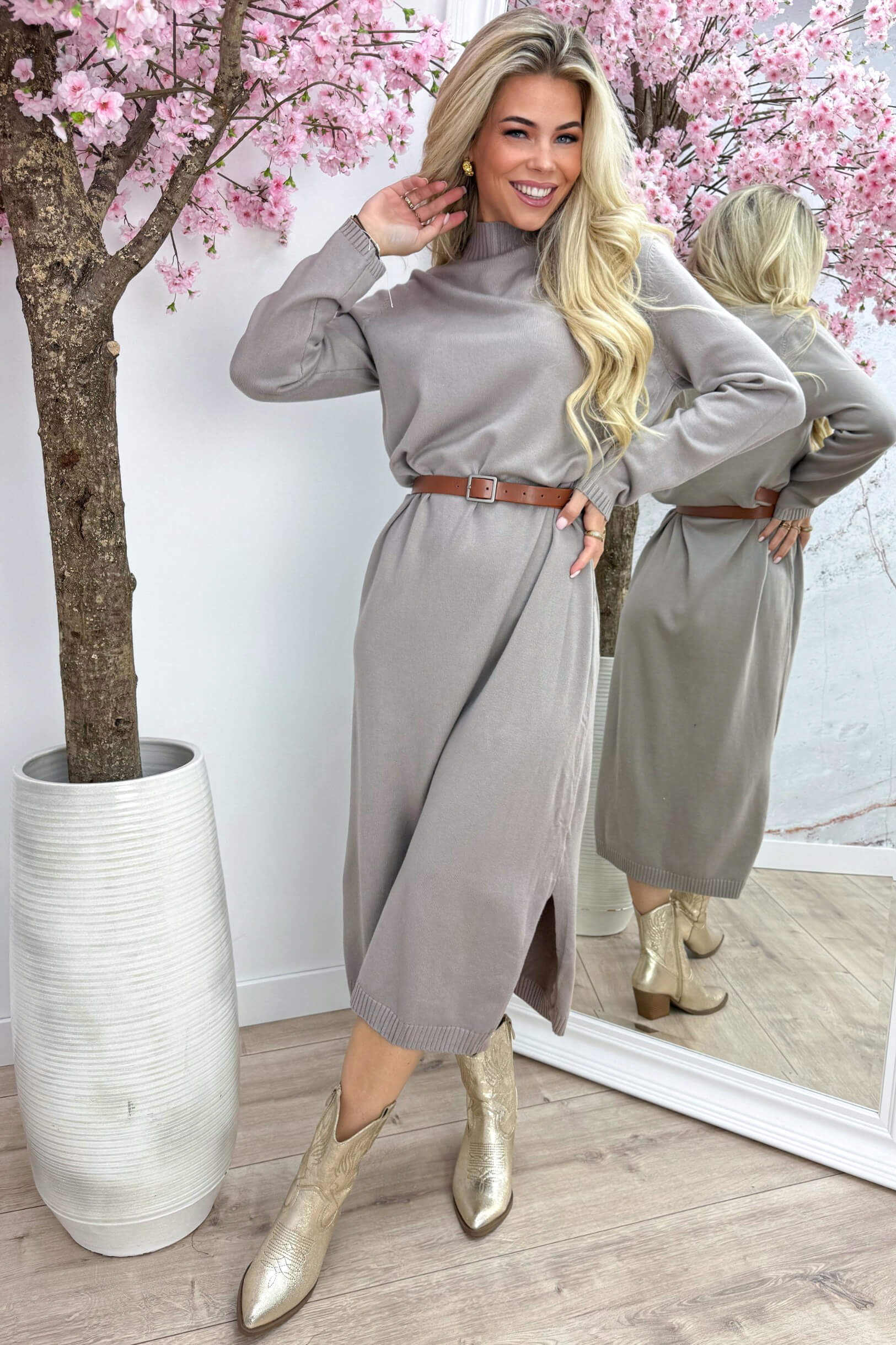 Sooo soft midi dress - Taupe
