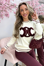 Teddy inspired trui - Bordeaux