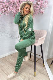 Velvet perfect embleem comfy co-ord - Army