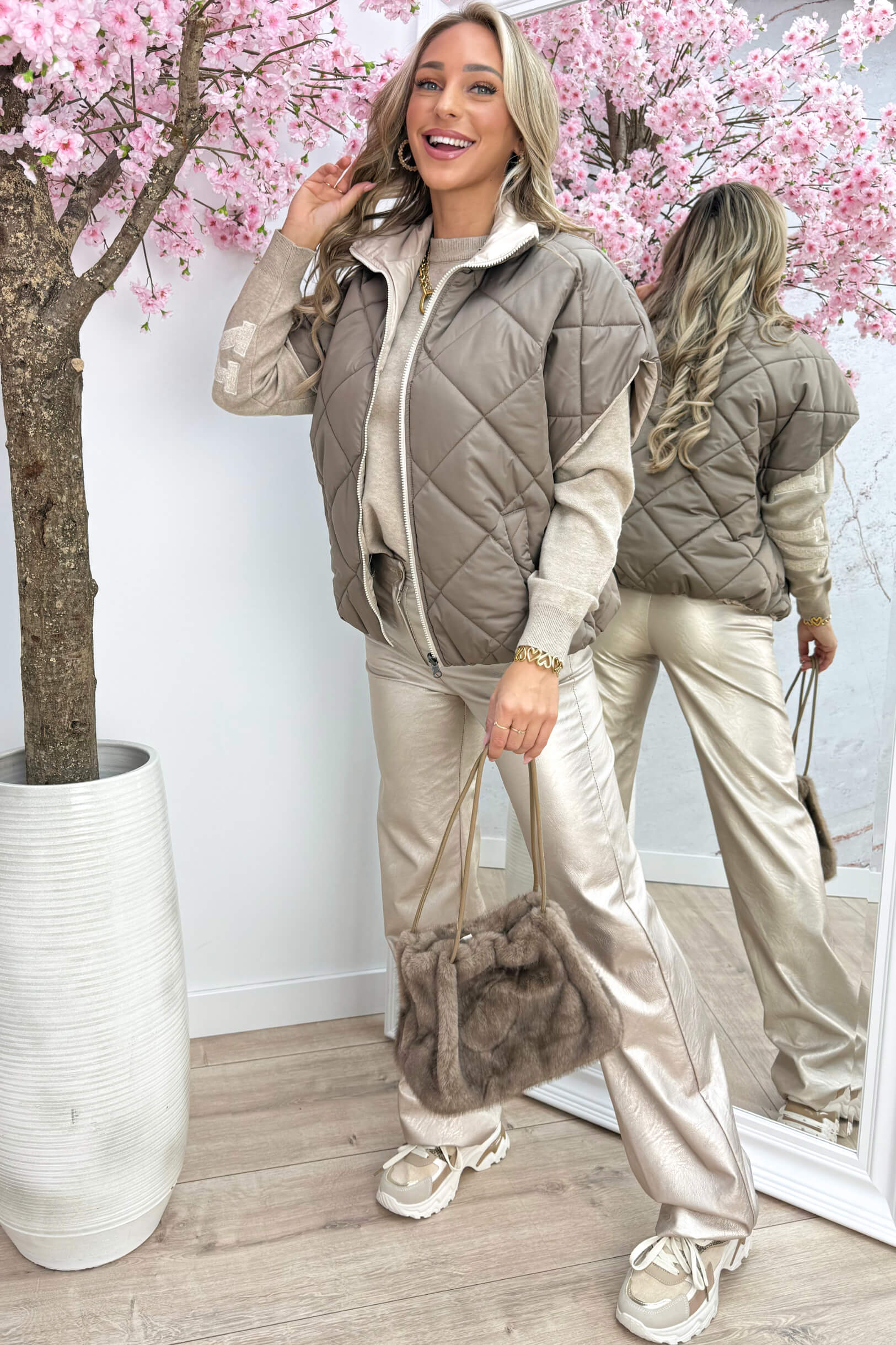 Reversible bodywarmer - Taupe