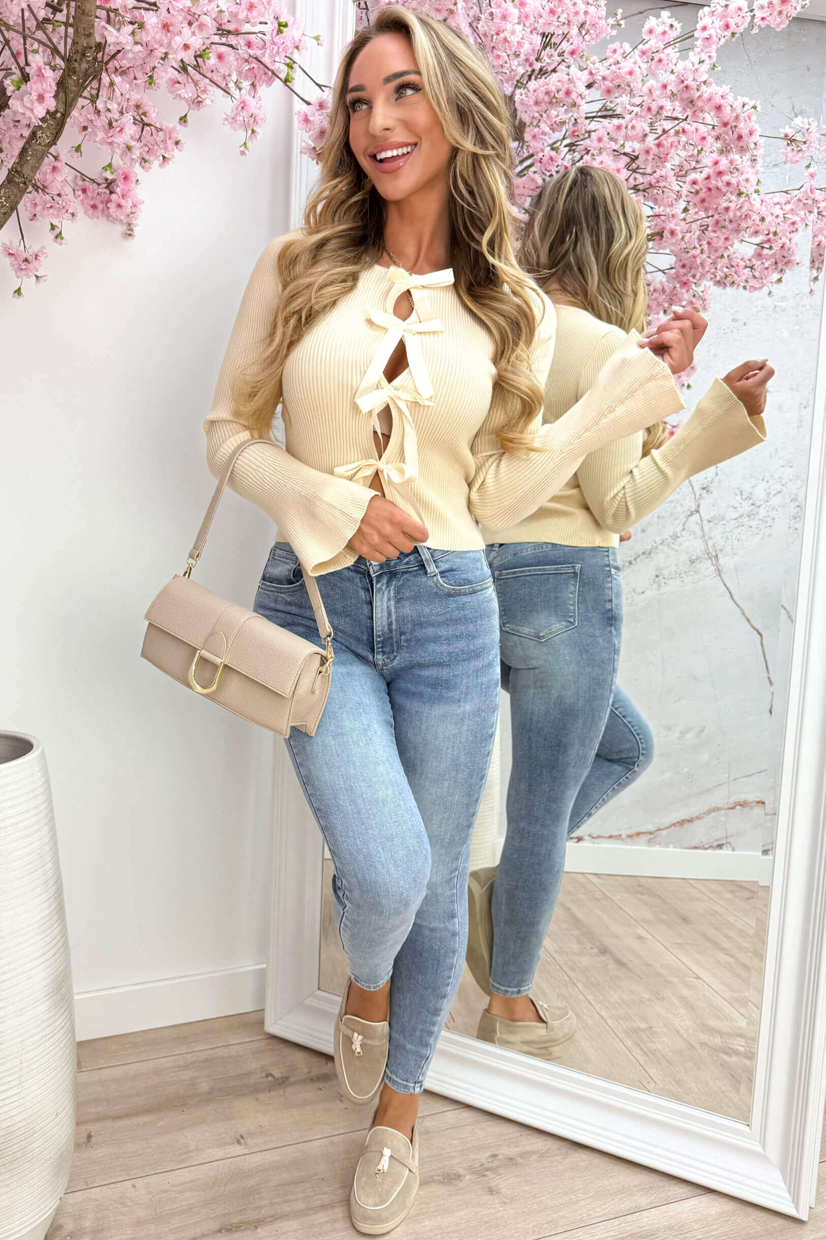 My sweet bows topje - Beige