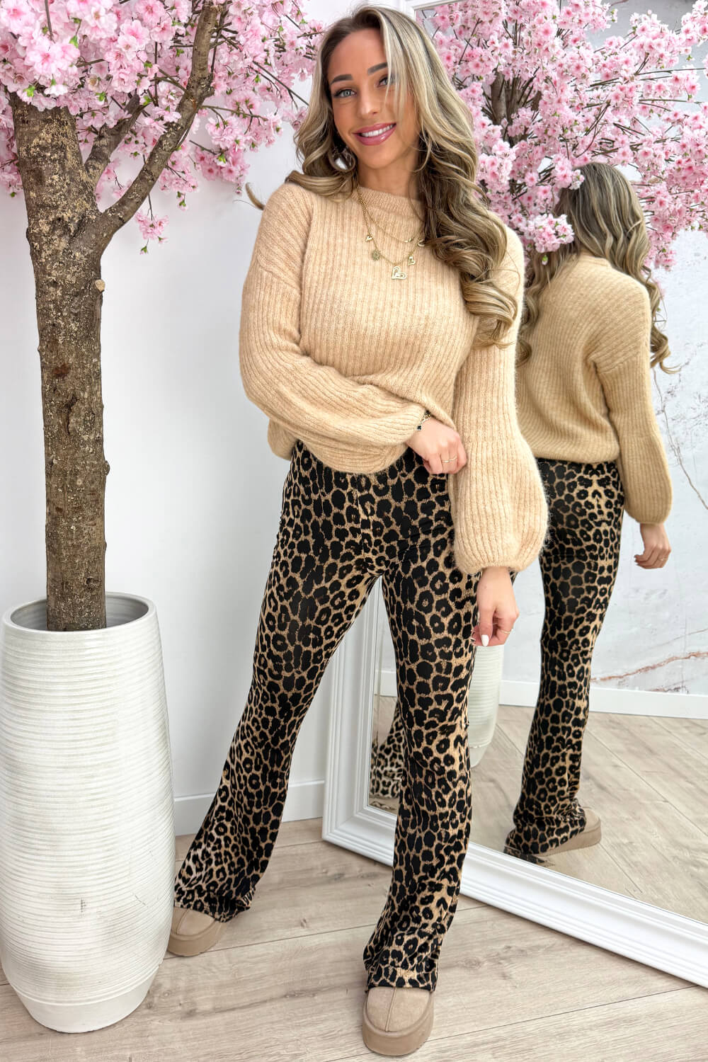 Balloon sleeve trui - Dk. beige