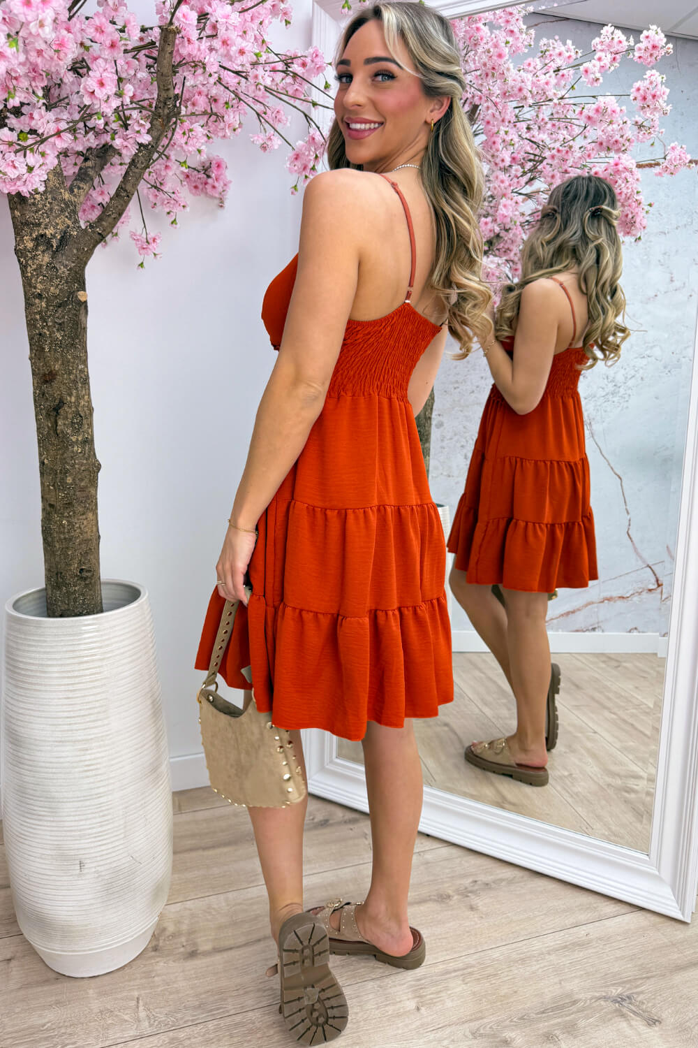 Ronda layer dress - Roest