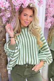 Stripes and snuggles trui - Army